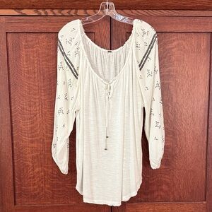 Free People white Peasant Top size M